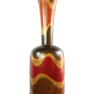 Large Mango Wood Vase with stripes design