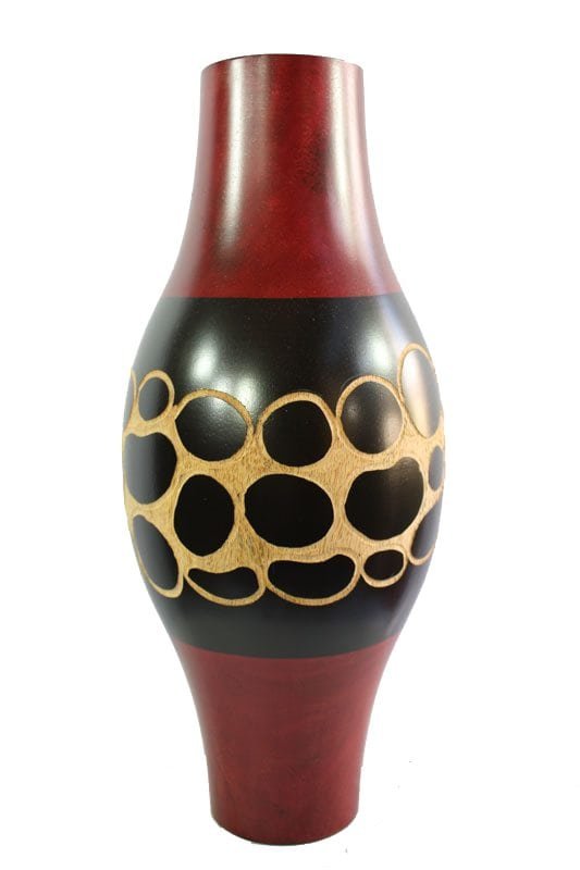 Large Mango Wood Vase with spots design