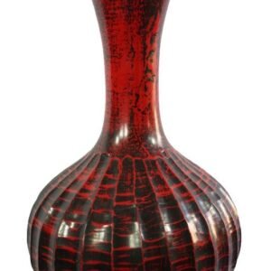 Large Mango Wood Vase with stripes design