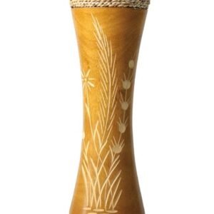 Medium Mango Wood Vase in yellow color with flower design