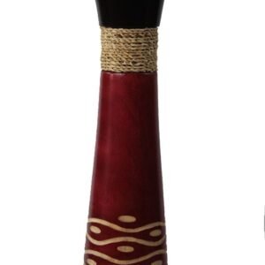 Large Mango Wood Vase with stripes design