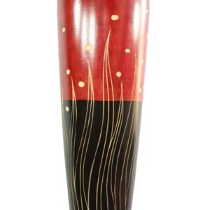 Large Mango Wood Vase with stripes design
