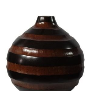 Large Mango Wood Vase with stripes design