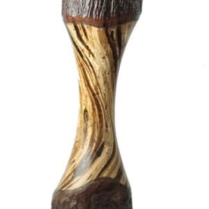 Large Mango Wood Vase with stripes design