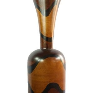 Large Mango Wood Vase with stripes design