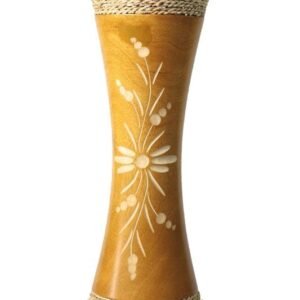 Medium Mango Wood Vase in yellow color with flower design