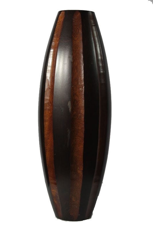 Thailand handicrafts Wholesale Large Mango Wood Vase with stripes design