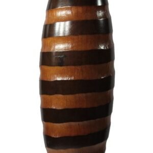 Large Mango Wood Vase with stripes design