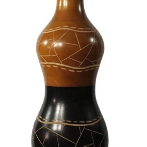 Large Mango Wood Vase with stripes design