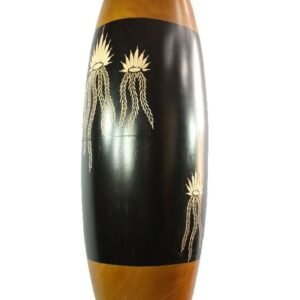 Large Mango Wood Vase with stripes design