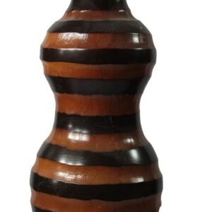 Large Mango Wood Vase with stripes design