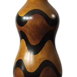 Chiang Mai handicrafts Wholesale Large Mango Wood Vase with stripes pattern