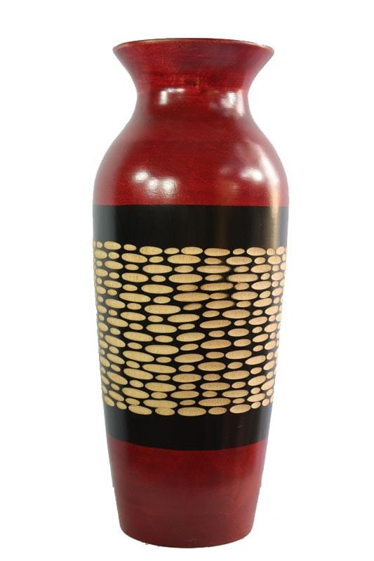 Chiang Mai handicrafts Wholesale Large Mango Wood Vase with spots pattern