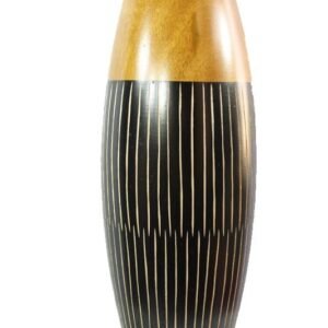 Chiang Mai handicrafts Wholesale Large Mango Wood Vase with stripes pattern