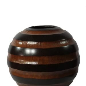 Chiang Mai handicrafts Wholesale Large Mango Wood Vase with stripes pattern