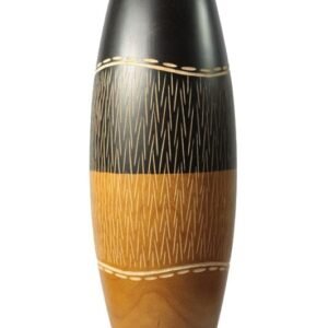 Chiang Mai handicrafts Wholesale Large Mango Wood Vase with stripes pattern