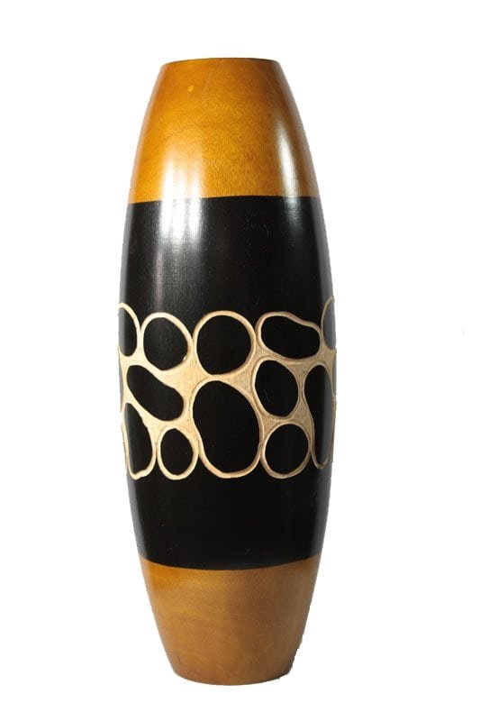 mango_wood_vase_thailand_handicrafts_wholesale_cm01752012 Large Mango Wood Vase with spots pattern