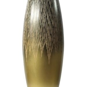 Large Mango Wood Vase with stripes pattern