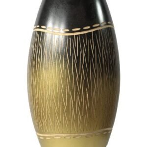Large Mango Wood Vase with stripes pattern