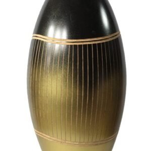 Large Mango Wood Vase with stripes pattern