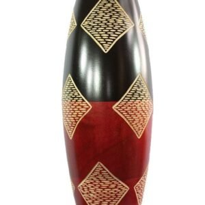 Large Mango Wood Vase with stripes pattern