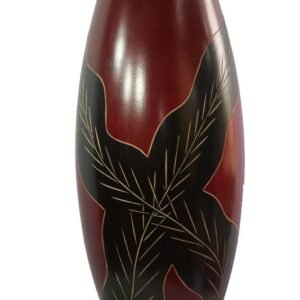 Mango Wood Vase with leaf pattern