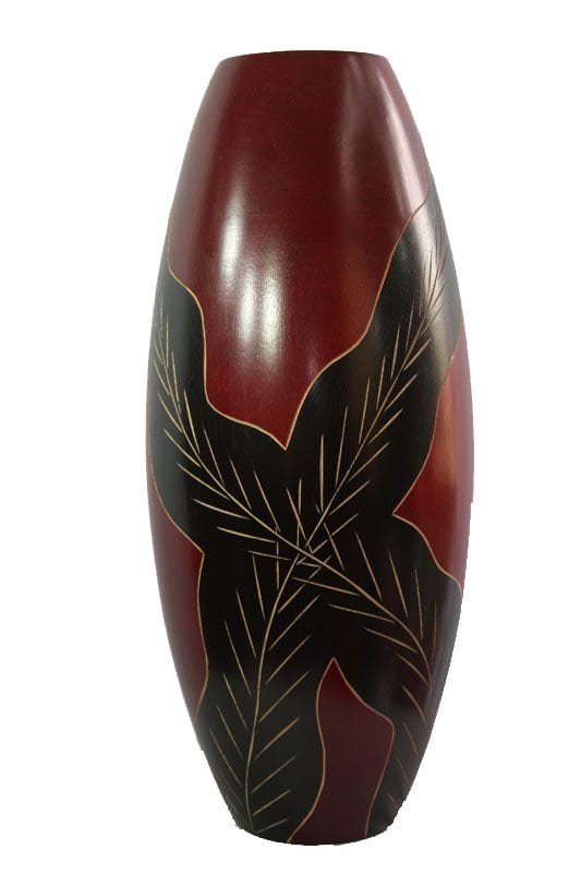 mango_wood_vase_thailand_handicrafts_wholesale_cm02552012 Mango Wood Vase with leaf pattern