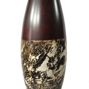 Large Mango Wood Vase with stripes pattern