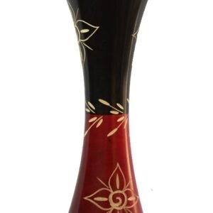 Medium Mango Wood Vase in black and red color with flower design
