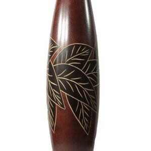 Large Mango Wood Vase with leaf design
