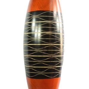 Large Mango Wood Vase with stripes design