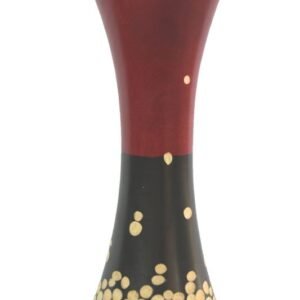 Medium Mango Wood Vase in black and red color with spots pattern