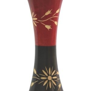 Medium Mango Wood Vase in black and red color with flower design