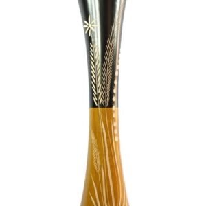 Large Mango Wood Vase in black and yellow color with floral design