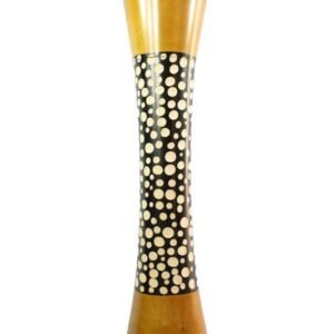 Large Mango Wood Vase in black and yellow color with Spots design