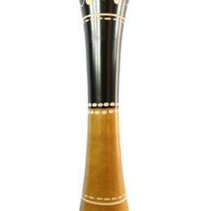 Large Mango Wood Vase in black and yellow color with Spots design