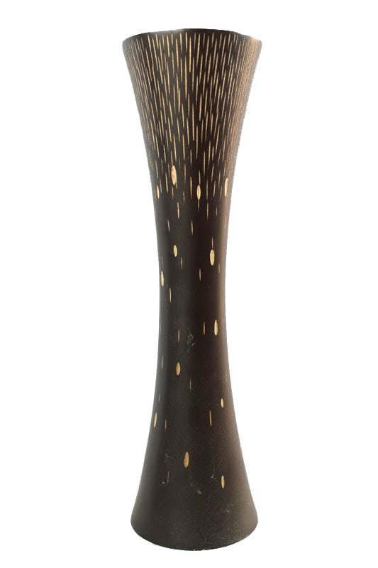 mango_wood_vase_thailand_handicrafts_wholesale_cm07750012 Large Mango Wood Vase in brown color with Spots design