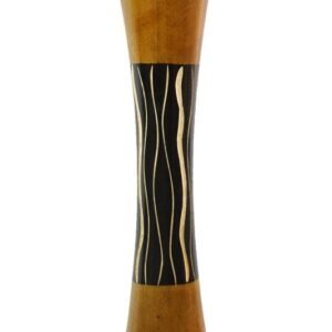 Large Mango Wood Vase in black and yellow color with Stripes design