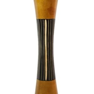 Large Mango Wood Vase in black and yellow color with Stripes design