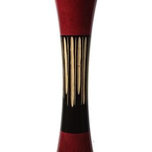 Large Mango Wood Vase in black and red color with Stripes design