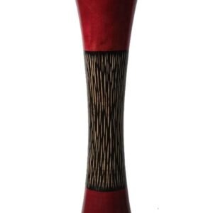 Large Mango Wood Vase in black and red color with Stripes design