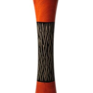 Large Mango Wood Vase in black and orange color with Stripes design