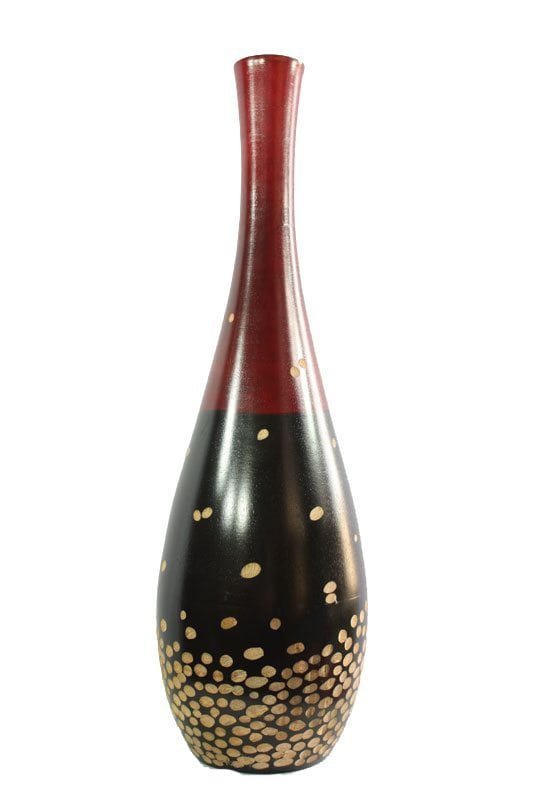 Large Mango Wood Vase with spots design