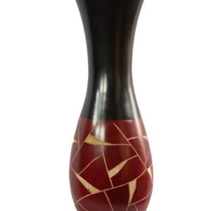 Mango Wood Vase with stripes design
