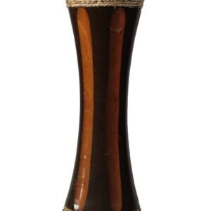 Medium Mango Wood Vase in brown color with Stripes design