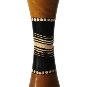 Medium Mango Wood Vase in black and yellow color with Spots pattern