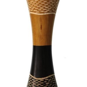 Medium Mango Wood Vase in black and yellow color with Spots pattern