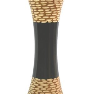 Medium Mango Wood Vase in black and yellow color with Spots pattern