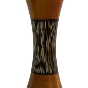 Medium Mango Wood Vase in black and yellow color with Stripes design