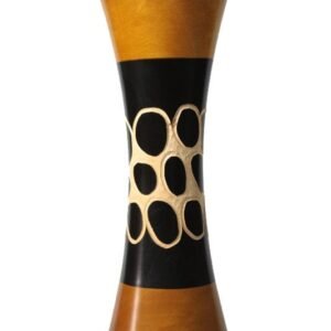 Medium Mango Wood Vase in black and yellow color with Spots pattern